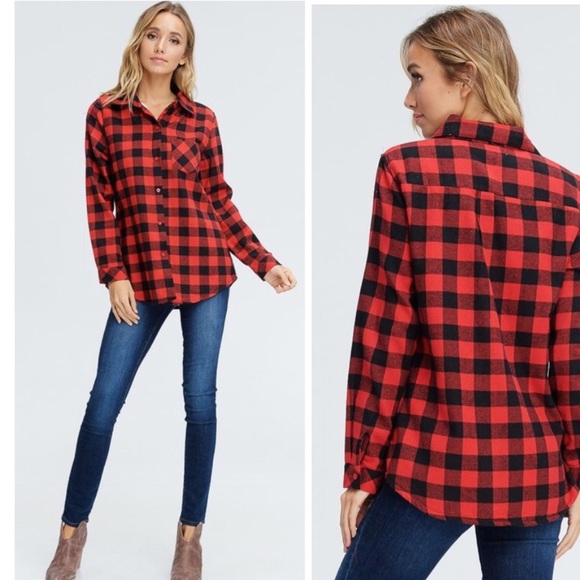 (LAST ONE) Plaid Sherpa lined top/ Jacket - Picture 2 of 3